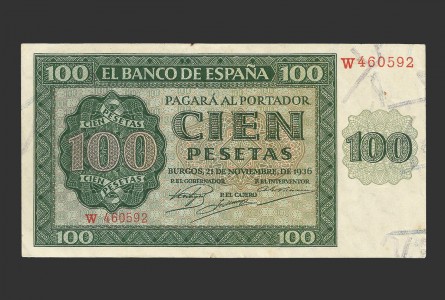 ESTADO ESPAÑOL 100 PESETAS 1936 SERIE W